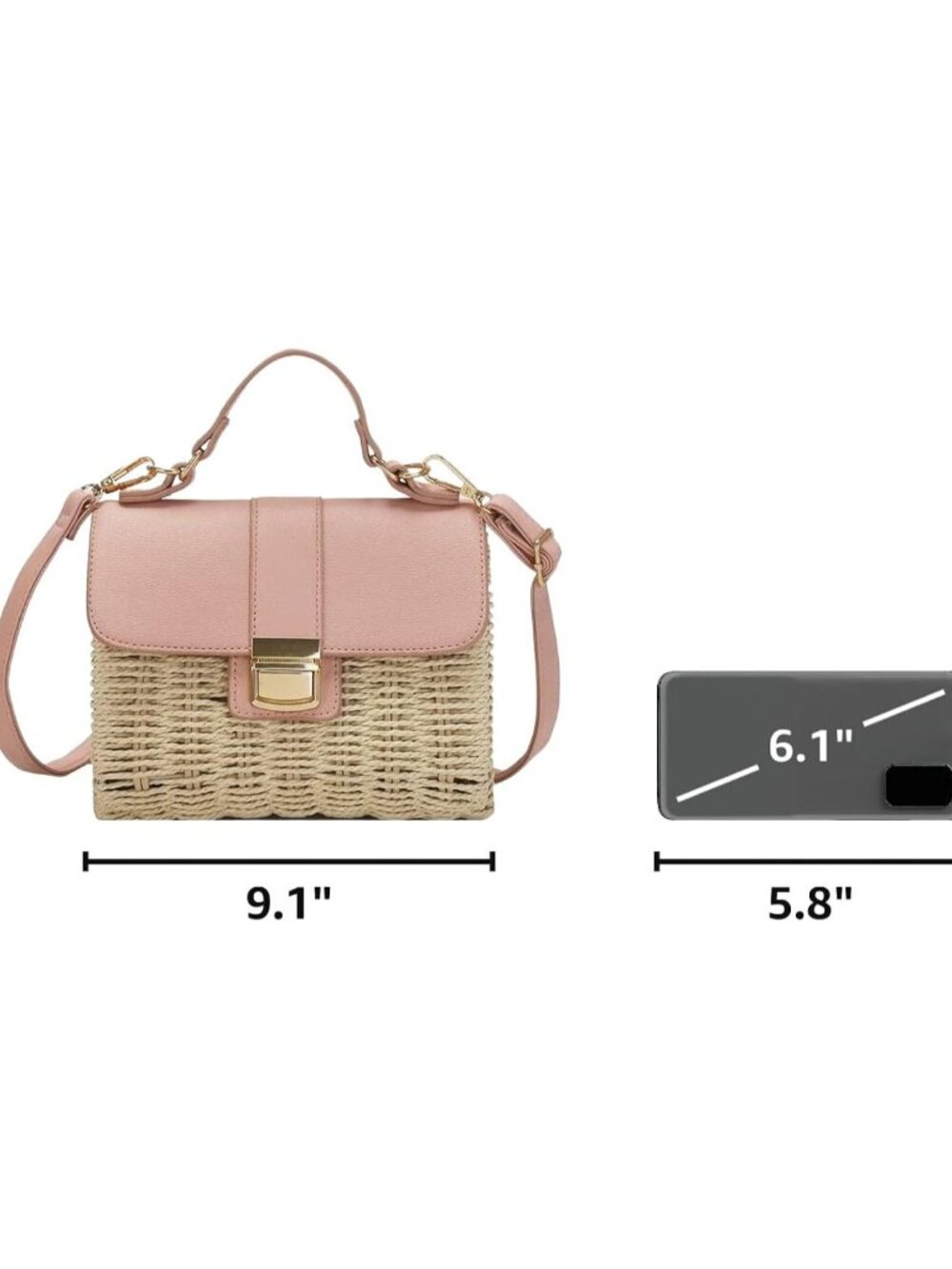 Small Straw Crossbody Bags for Women, Rattan Woven Top Handle Handbag Summer Bea - Picture 3 of 8